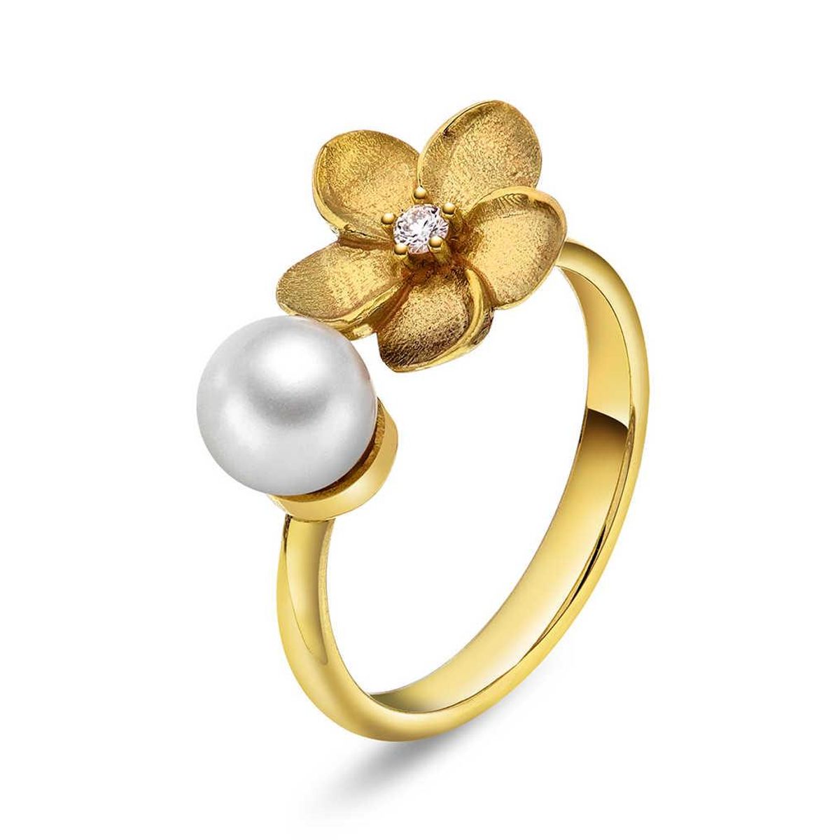 Diamantring gult gull 0.03 carat w.si