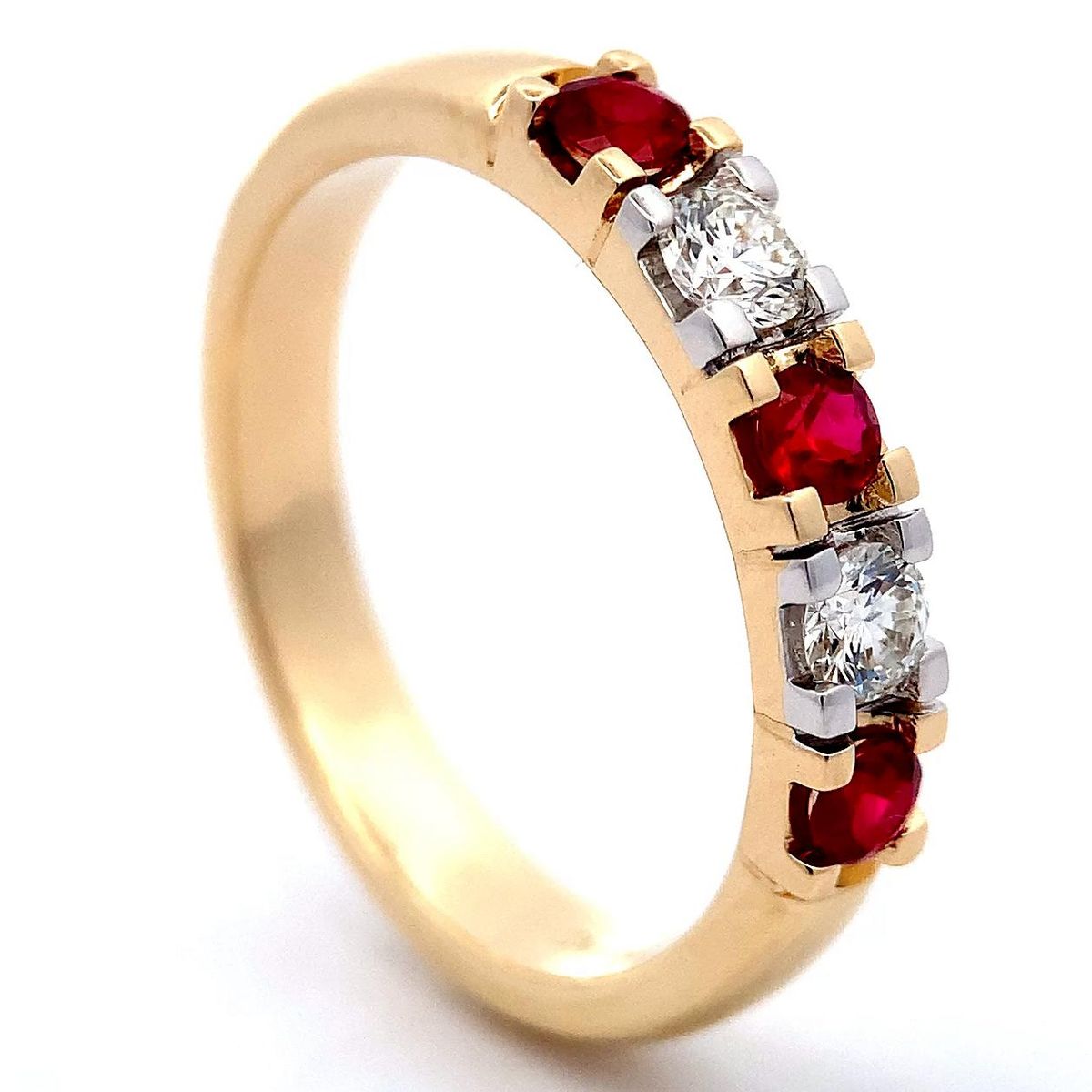 SuperDeal Rubin ring gult gull med diamanter 